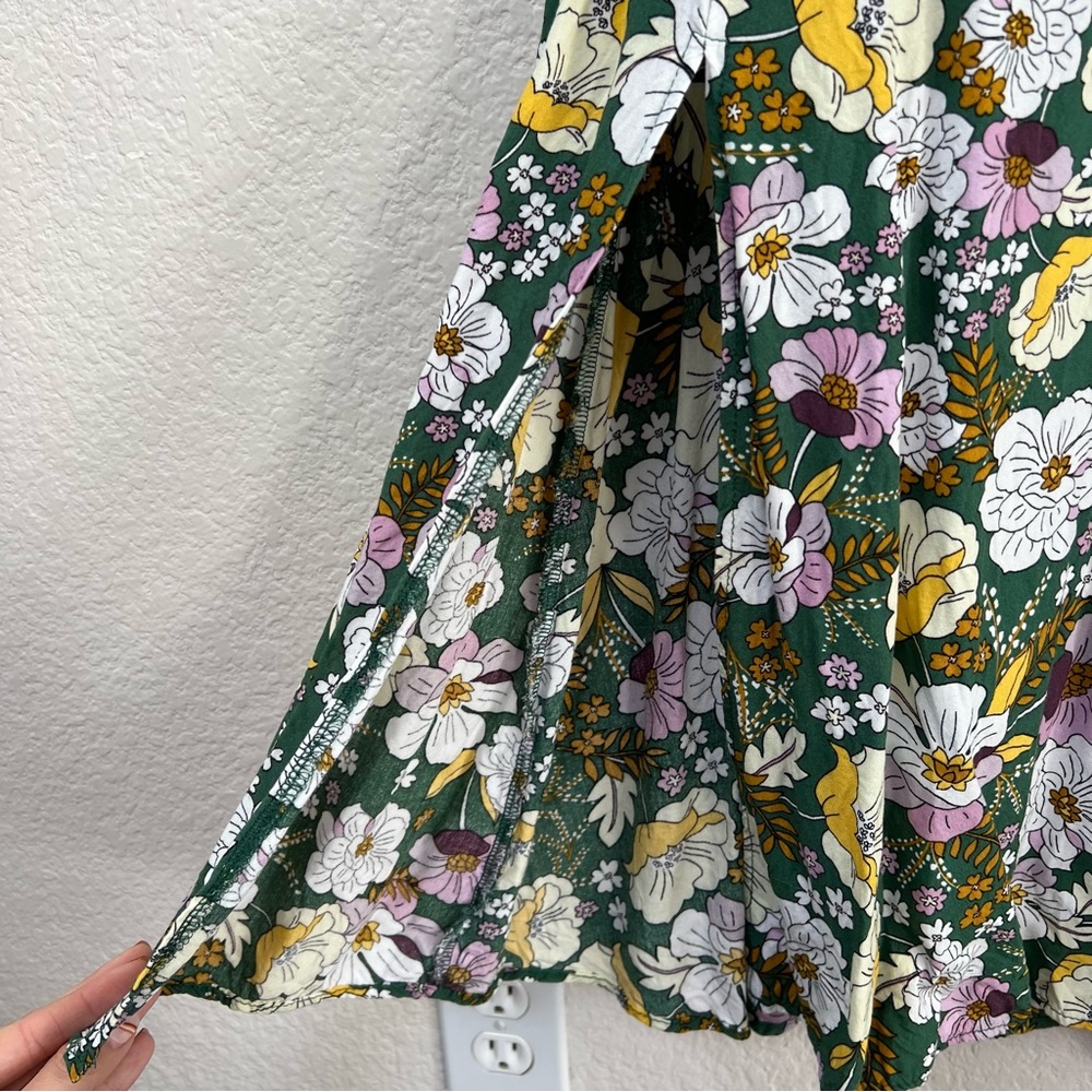 ASOS Midi Dress Size 2 Green Floral Puff Sleeve Spring Summer Bohemian Easter - Picture 6 of 11